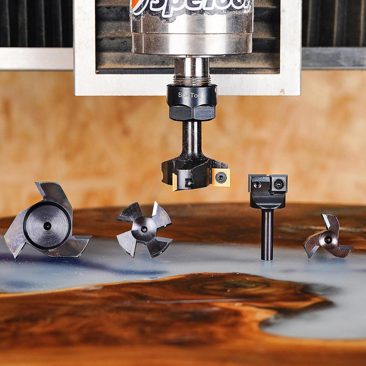 SpeTool 4 Flöten Planfräser holz für Oberfräse 40mm Schnittdurchmesser, 8mm Schaft Hobelfräser mit W
