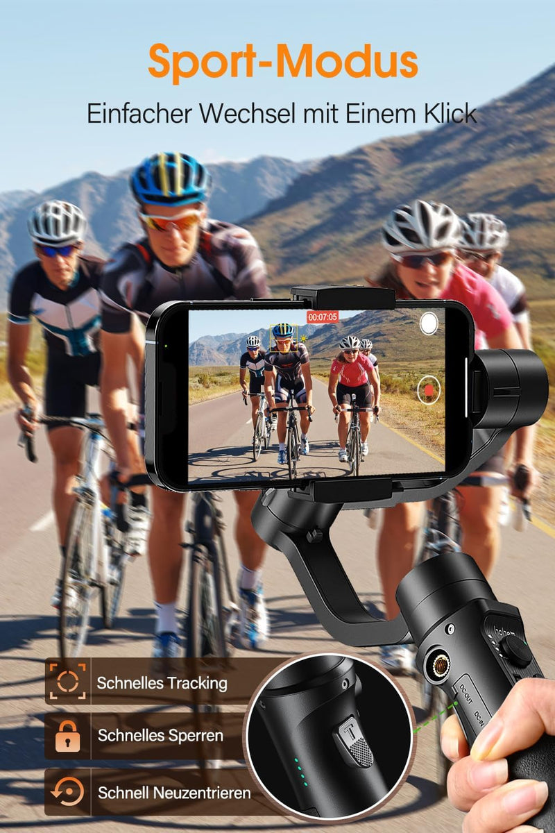 Smartphone Gimbal Stabilisator, hohem iSteady Mobile Plus 3-Achsen Stabilisator für Android/iPhone,