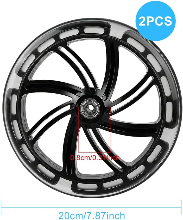 2 Stück 200x40mm Scooter Rollen, Ersatzreifen ScooterRäder mit ABEC-9 Lager, Anti-Rutsch Roller Räde