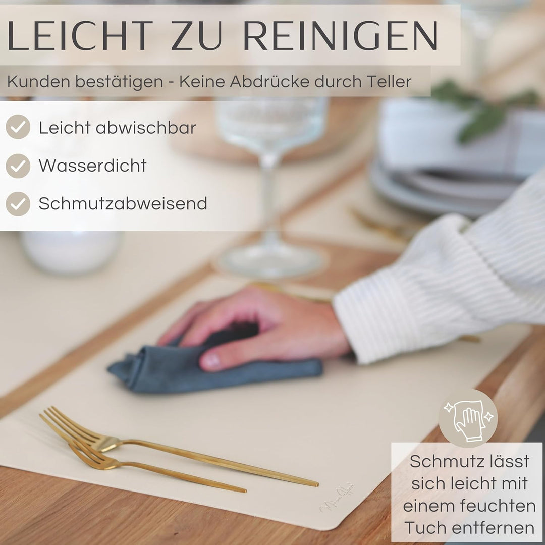 Mahewa® 6er Set Premium Tischset aus Kunstleder - Platzset abwaschbar und wasserdicht - Platzdeckche