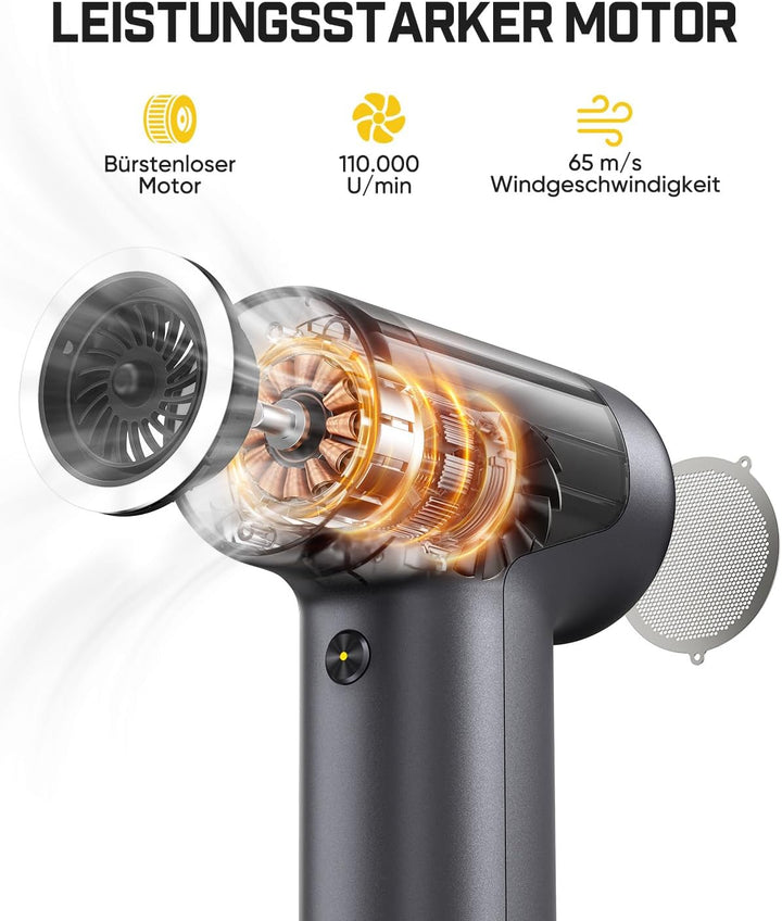 Fanttik B10 Pro Elektrische Staubgebläse, 110.000 U/min bürstenloser Motor, 3-Gang einstellbare Mini