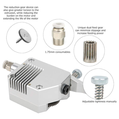 Für 3D-Druckerzubehör Upgrade Dual Drive Gear Extruder Vollmetallgehäuse 1,75 mm Verbrauchsmaterial