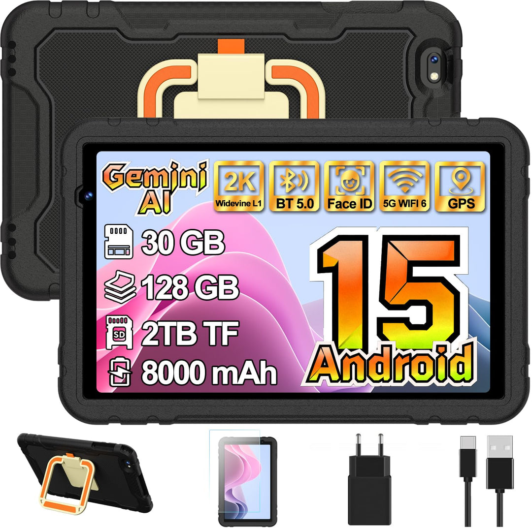 Kids Tablet 10 zoll Android 15, 30 GB RAM + 2TB TF, Gemini AI, 5G WLAN 6, Widevine L1, Parental Cont