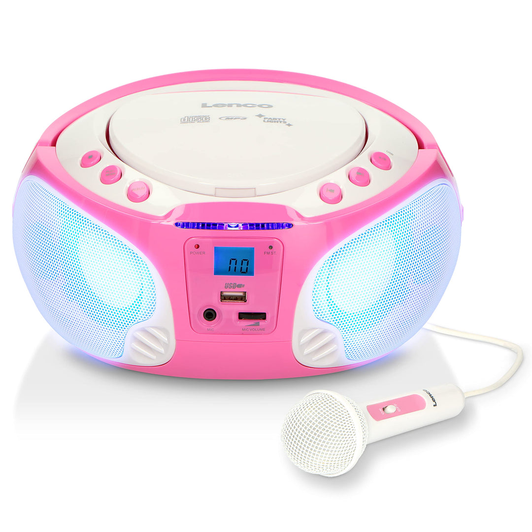 Lenco SCD-650 - tragbares CD-Radio - Kinder-Boombox - USB & Mikrofon - 6 Watt Boombox - USB Playback