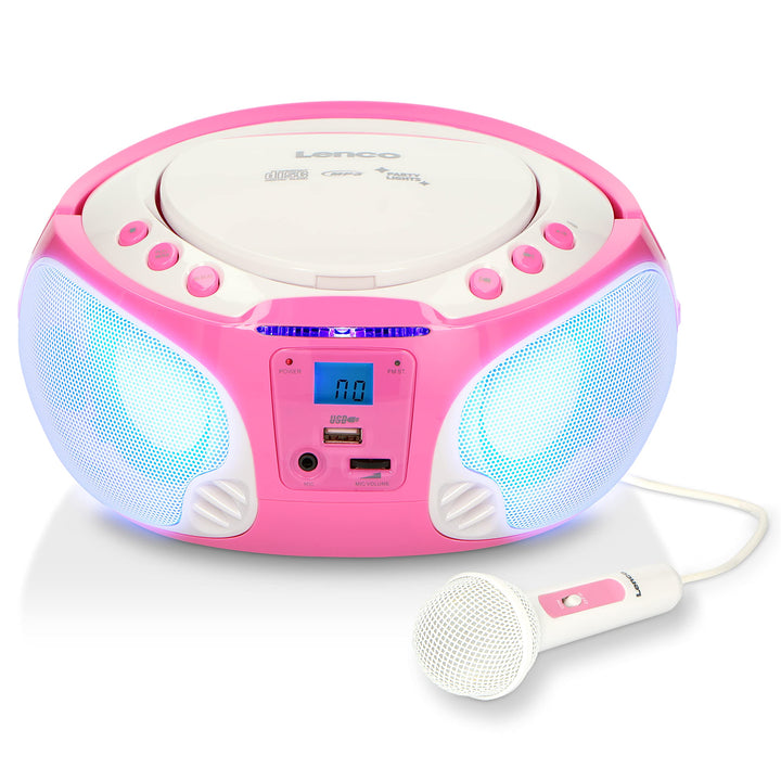 Lenco SCD-650 - tragbares CD-Radio - Kinder-Boombox - USB & Mikrofon - 6 Watt Boombox - USB Playback