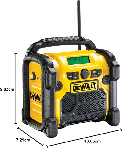 DeWalt Baustellenradio DCR019 – 2in1 Akku Radio & Netz Radio mit AUX-Eingang, robustem Gehäuse, Kabe