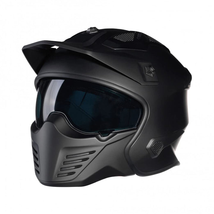Bayard XP-69 S Draco Motorradhelm Hybrid Jethelm Sturzhelm mit Sonnenblende, SCHWARZMATT, L