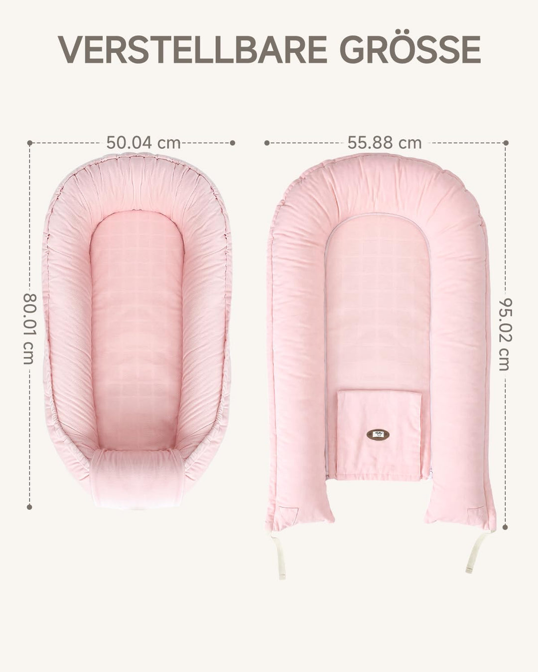 Babynest Neugeborene 95x56cm,Vollständig Abnehmbar Nestchen Baby,0-6 Monate | Babynestchen Neugebore