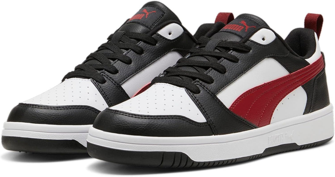 Puma Unisex Rebound V6 Low Sneaker 40 EU Puma White Intense Red Puma Black, 40 EU Puma White Intense