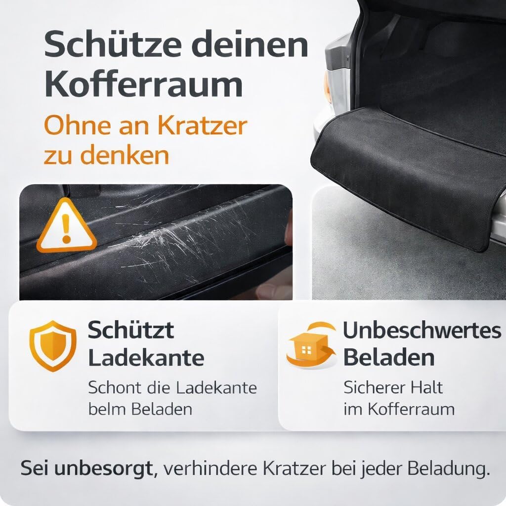 BigDean Ladekantenschutz Kofferraum 100x70 cm – Kofferraumschutz Auto Hund, Stossstangenschutz & Kof