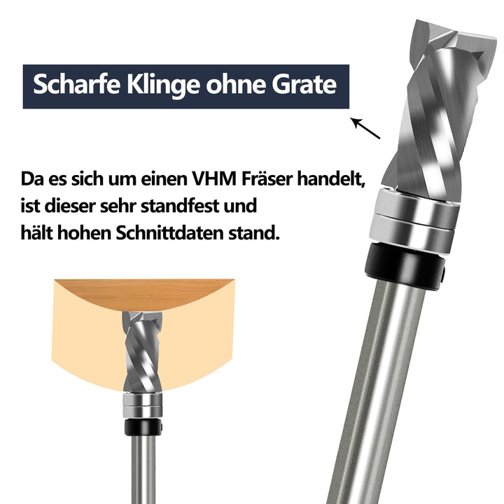 Bündigfräser Spiralfräser 8mm Schaft - Up&Down Kompression Spiralnutfräser, 12mm Schnittdurchmesser,