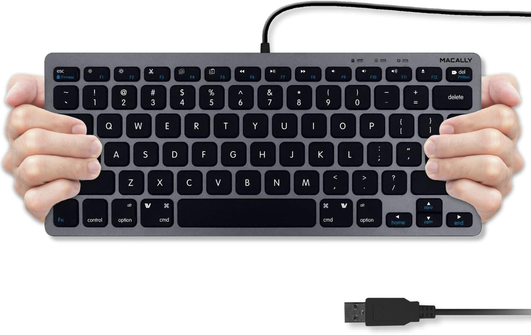 Macally Schlanke USB-Tastatur für Apple Mac, iMac, MacBook Pro/Air, Mac Mini, Windows PC Desktops, L