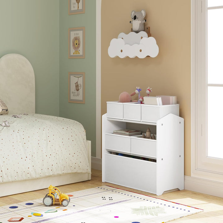 Lestarain Kinderregal mit 9 Aufbewahrungsboxen, Spielzeugregal, Regal Kinderzimmer Spielzimmer, Kind