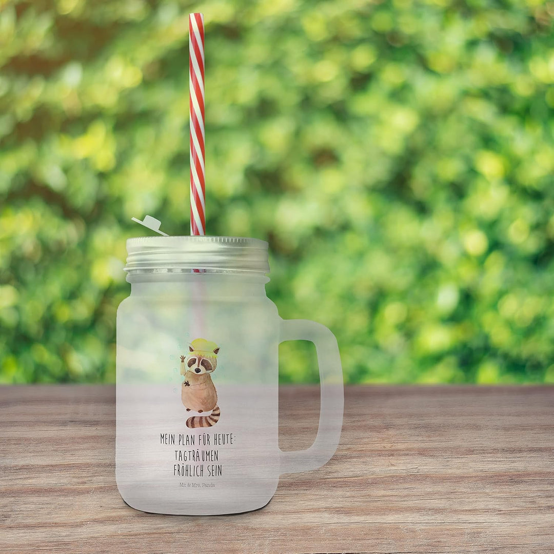 Mr. & Mrs. Panda Trinkglas Mason Jar Waschbär - Geschenk, Schraubdeckel Glas, Plan, Gute Laune, wasc