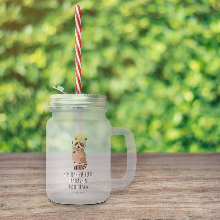 Mr. & Mrs. Panda Trinkglas Mason Jar Waschbär - Geschenk, Schraubdeckel Glas, Plan, Gute Laune, wasc