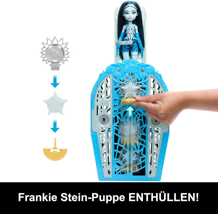 Monster High Skulltimate-Secrets-Set aus Puppe und Accessoires, Hauntlywood Mysteries Frankie Stein