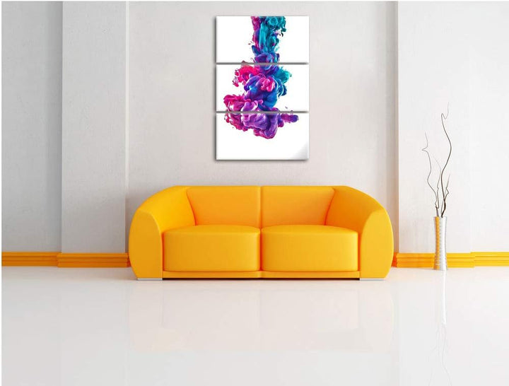 Pixxprint Cooler bunter Rauch als Leinwandbild | Grösse: 3 Teilig (120x80) | Wandbild| Kunstdruck |