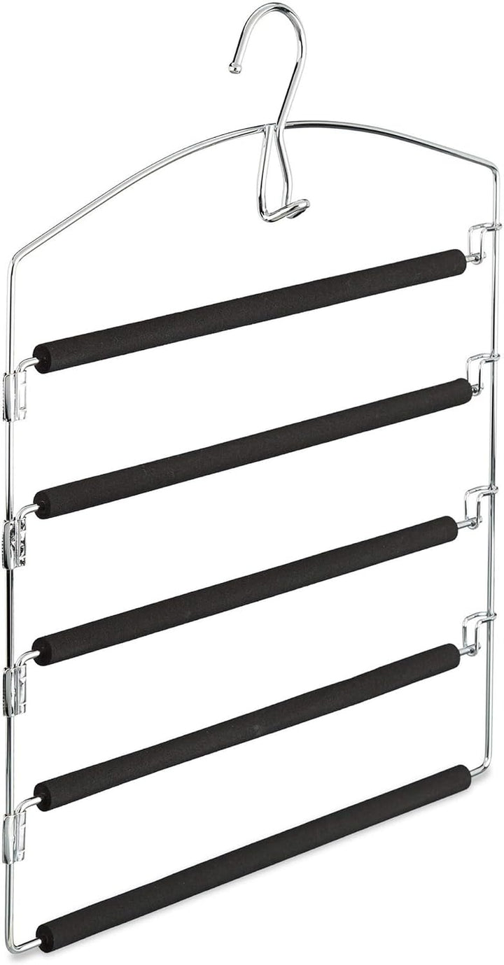 7 x Hosenbügel platzsparend, Hosenkleiderbügel mehrfach, Metall, gepolstert, HBT: 44,5x37x2,7 cm, Si