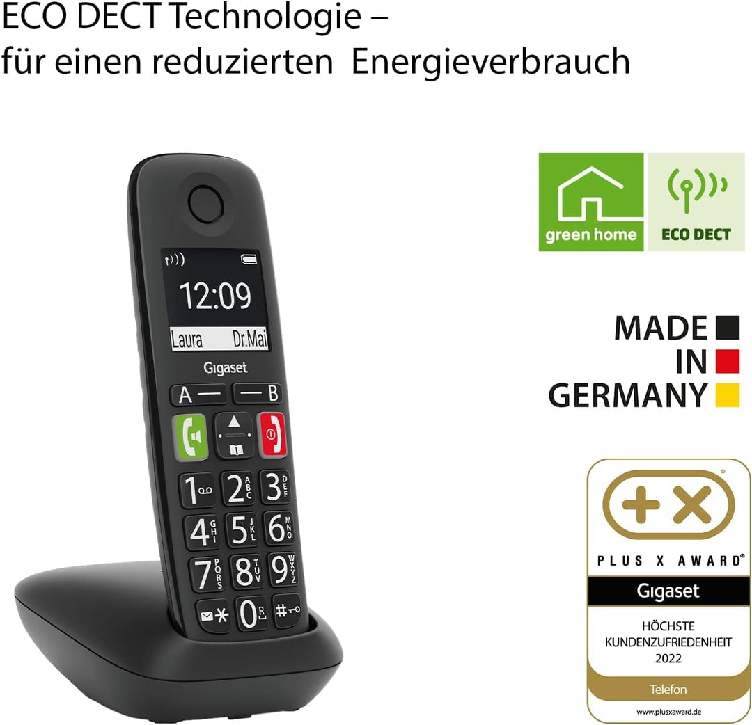 Gigaset E290 Duo - 2 Schnurlose Senioren-Telefone ohne Anrufbeantworter - grossen Tasten, grosses Di