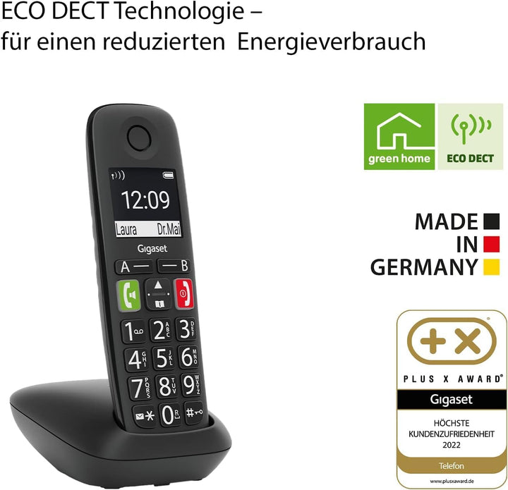 Gigaset E290 Duo - 2 Schnurlose Senioren-Telefone ohne Anrufbeantworter - grossen Tasten, grosses Di