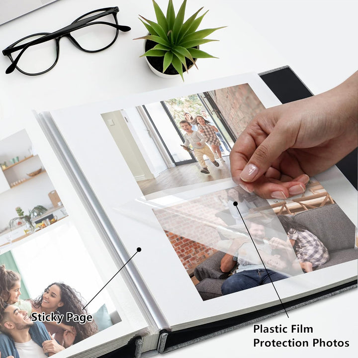 Yopih Selbstklebende 10x15 Fotoalbum Einkleben und zum Selbstgestalten Gross leinen Photoalbum mit 4