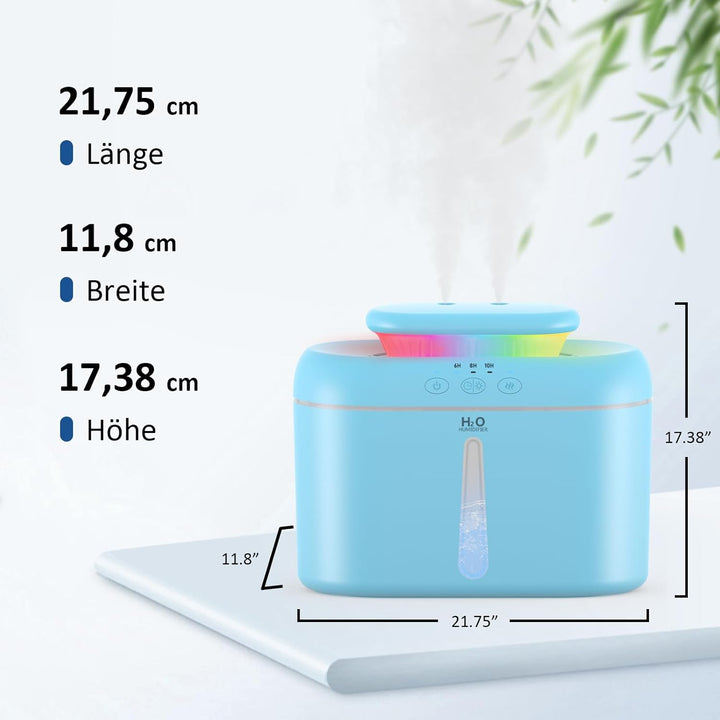Luftbefeuchter fürs Schlafzimmer, 2000ml Kaltnebel-Luftbefeuchter für Zuhause, Ultraleise (28 db), L