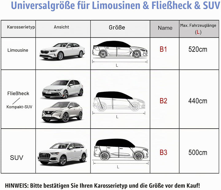 CICMOD Halbgarage Auto, Winter Autoabdeckung für EIS Sonne Staub Schutz Halbgarage Auto Abdeckplane