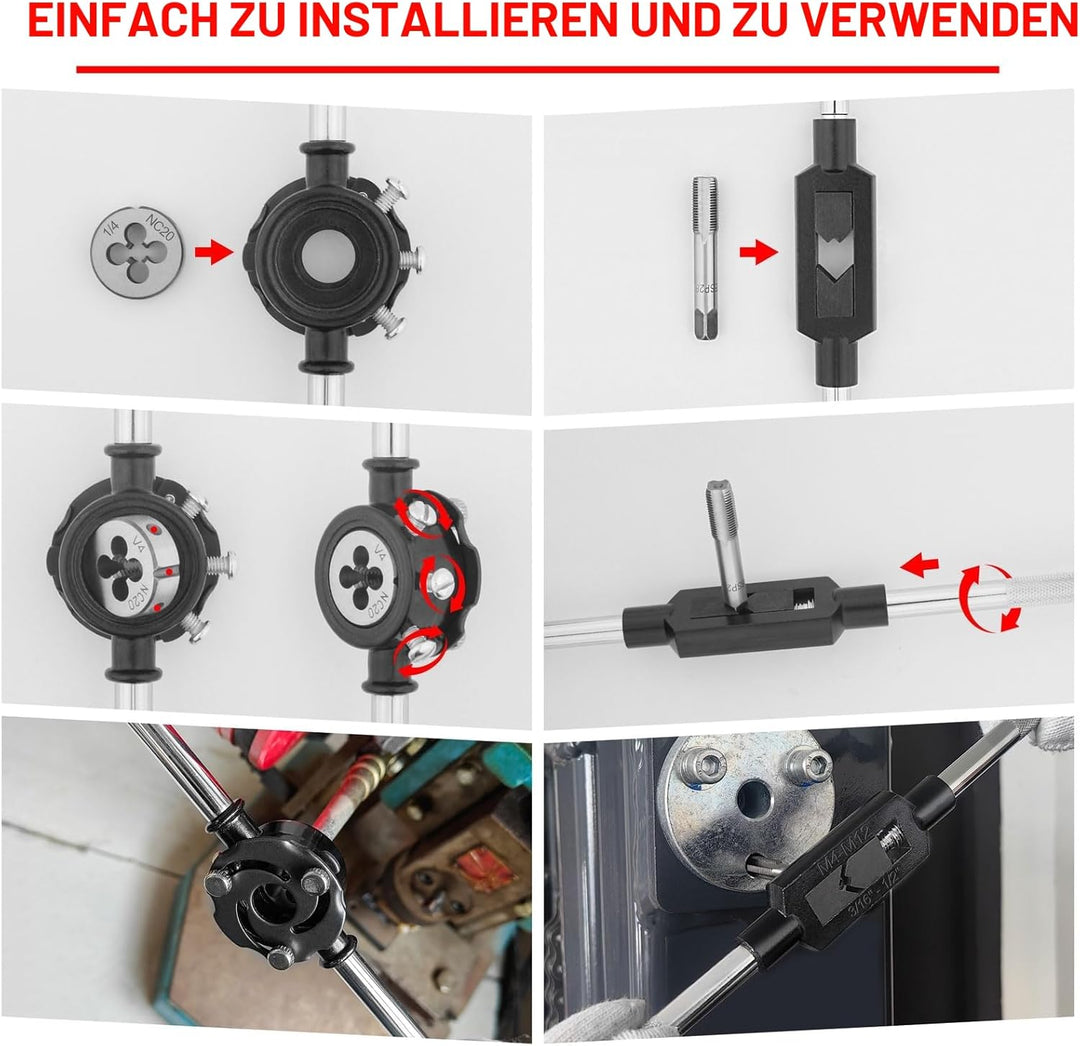 Gunpla 48 tlg. Hochwertigem Legiertem Stahl Gewindeschneider Set Profi Gewindeschneidsatz und Schnei
