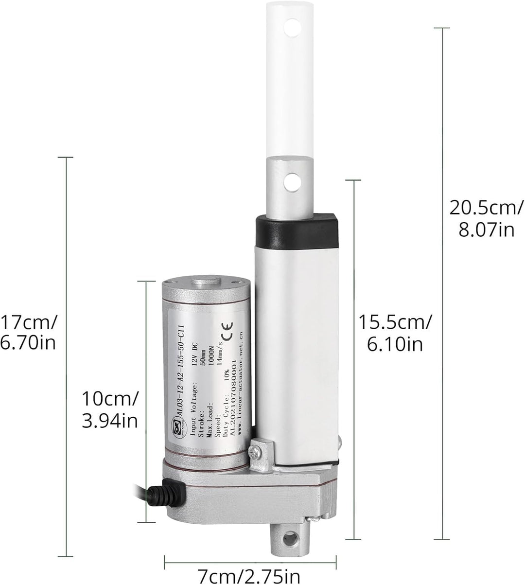 EYPINS Linearantrieb Linearmotor 12V, 1000N 50mm Hub max Linearantrieb, Toröffner Verstellantrieb Li