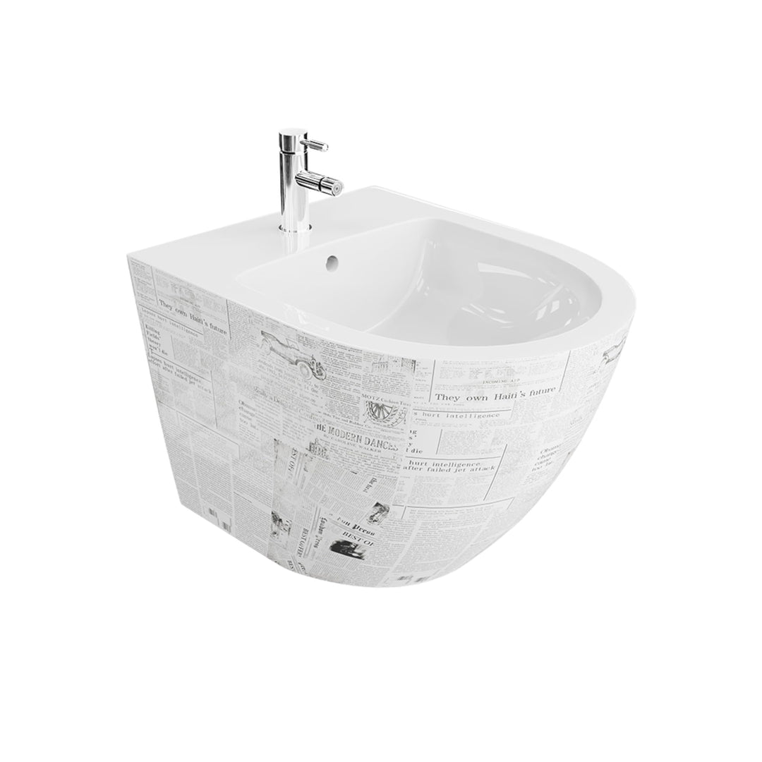 LAVITA Universal Wand-Bidet Sofi Paper mit Hahnloch und Überlaufschutz aus Keramik Sitzwaschbecken z