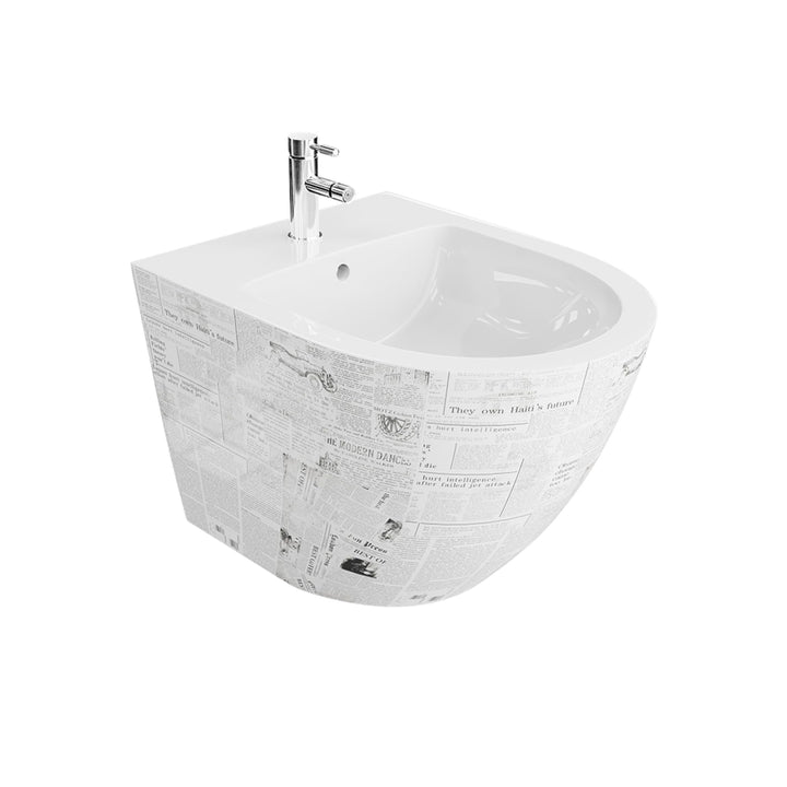 LAVITA Universal Wand-Bidet Sofi Paper mit Hahnloch und Überlaufschutz aus Keramik Sitzwaschbecken z