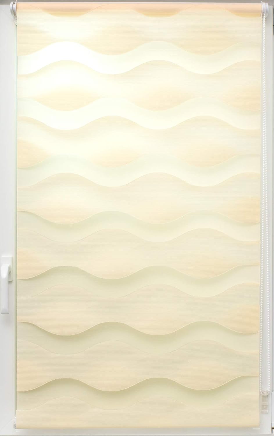 Sunlines Welle Klemmfix, Creme, 100 x 150 Doppelrollo, PES, 100 x 150cm
