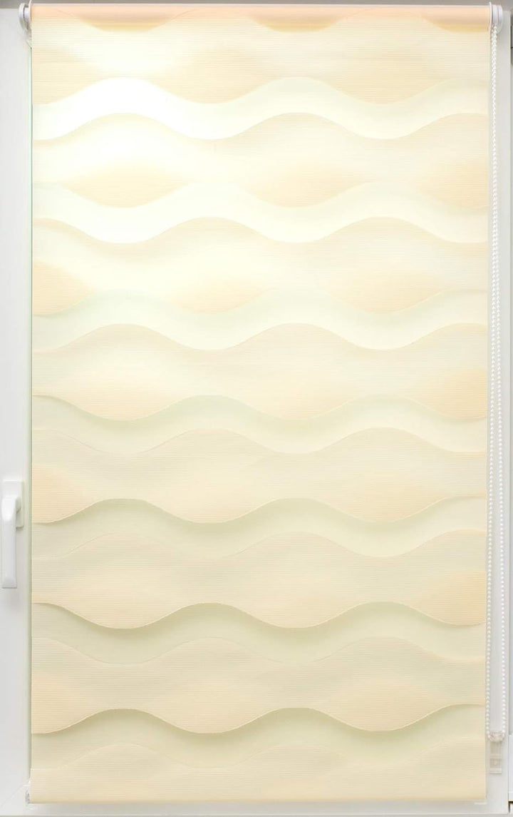 Sunlines Welle Klemmfix, Creme, 100 x 150 Doppelrollo, PES, 100 x 150cm