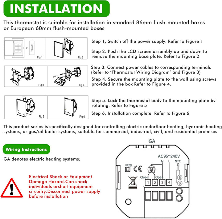 Thermostat Fussbodenheizung, 5A 230V WiFi Smart Thermostat Fussbodenheizung Raumthermostat Smart Rau