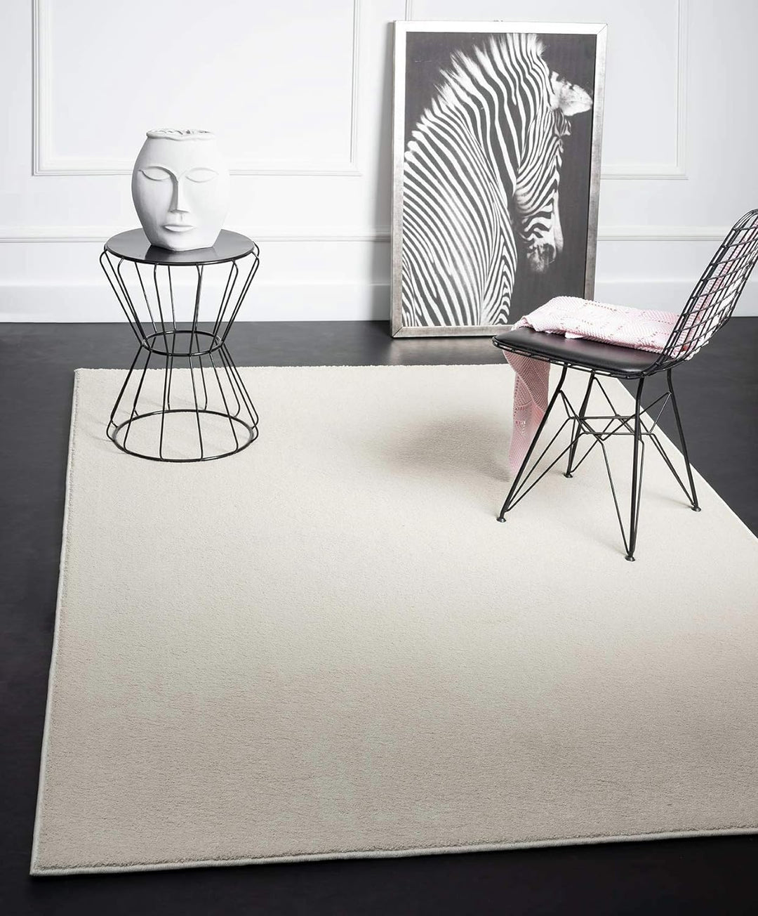 Mia´s Teppiche Emma Wohnzimmer Teppich, Kurzflor, 60x110 cm, Creme Rechteckig Creme 60x110 cm, Recht