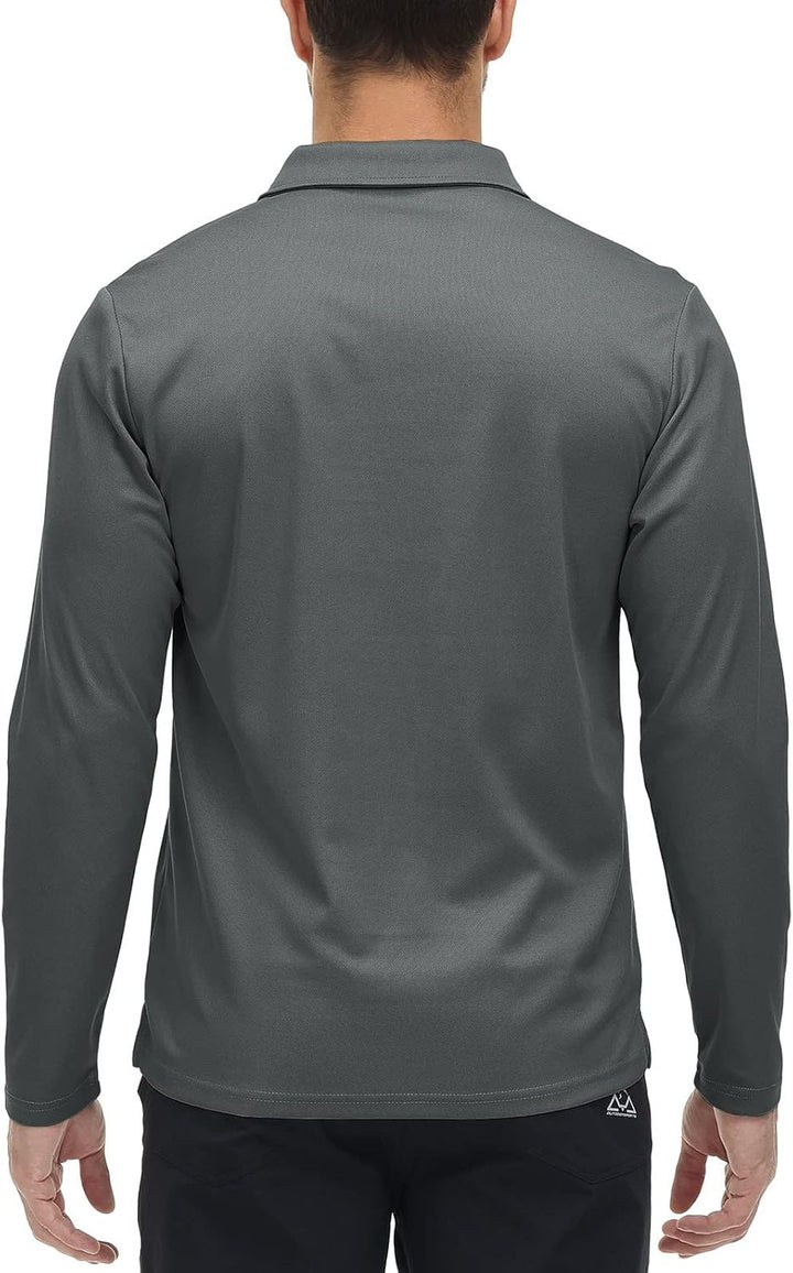 Poloshirt Herren Langarm Golf Shirts Atmungsaktiv Schnelltrocknend Army Polo T-Shirts Outdoor Sport