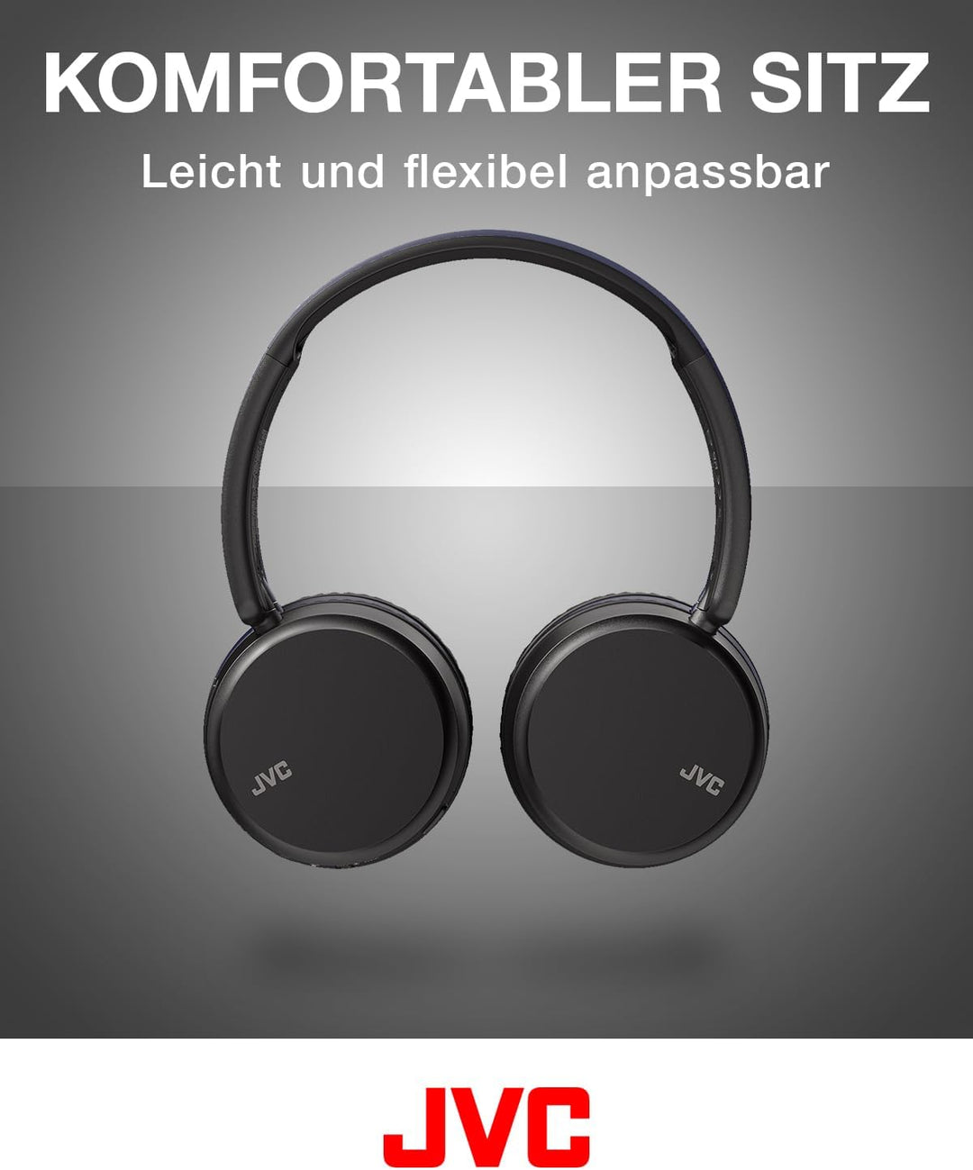 JVC HA-Z37W-B - Bluetooth On-Ear-Kopfhörer, Tiefbass, 3 Klangmodi (Bass/Klar/Normal), 35 Stunden Akk