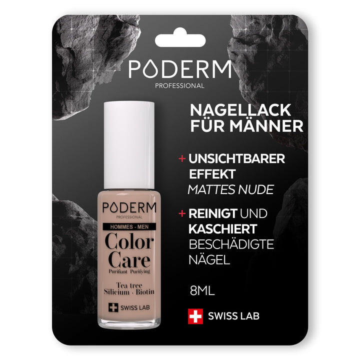 PODERM - TEABAUM-NAGELLACK COLOR CARE FÜR MANNER - Kaschiert Die Gelbe Und Brüchige Nägel - 2 IN 1 P
