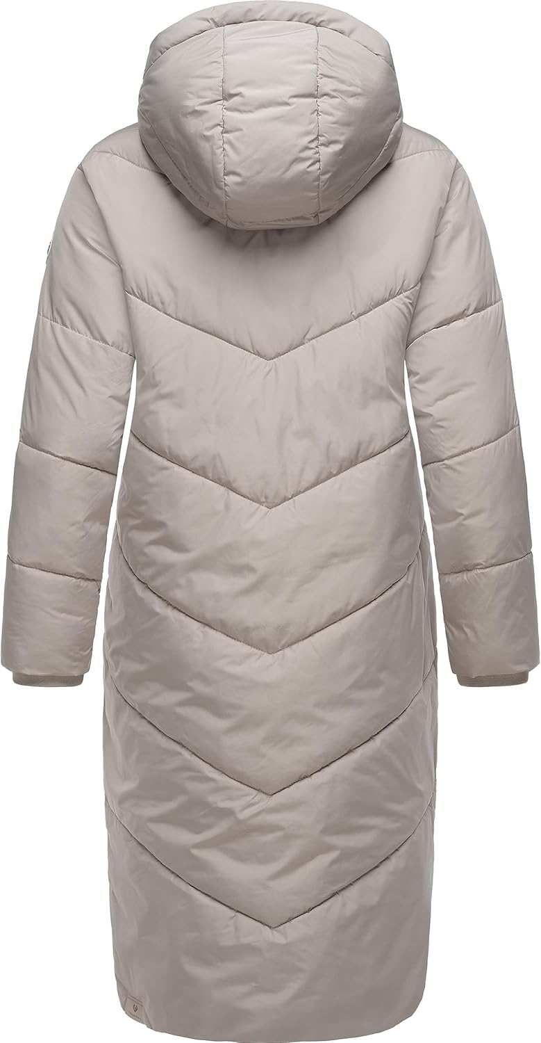 Ragwear Damen Winterjacke Langer Regenmantel Steppmantel wasserdicht warm gefüttert mit Kapuze Sumin