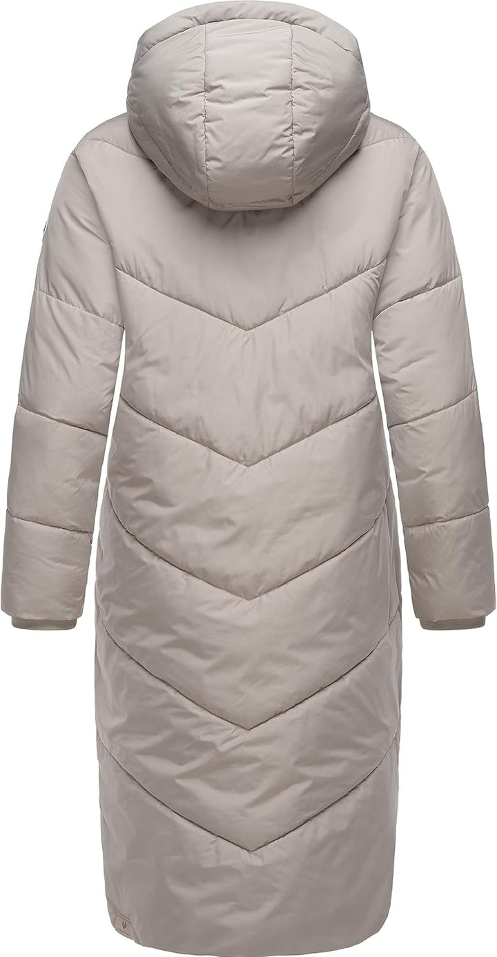 Ragwear Damen Winterjacke Langer Regenmantel Steppmantel wasserdicht warm gefüttert mit Kapuze Sumin