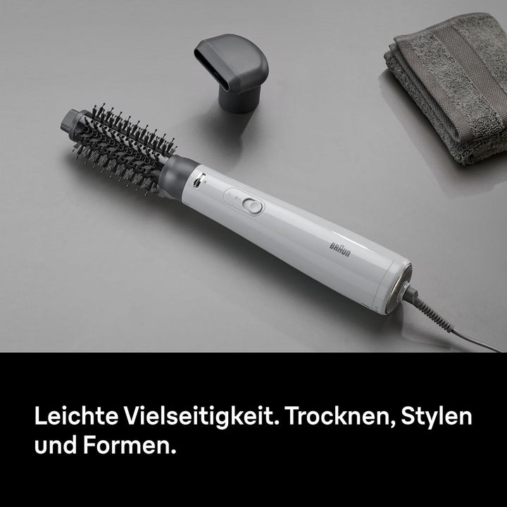 Braun Warmluftbürste AS2.21 – Leichte Föhnbürste mit runder Thermobürste und Trocknungsdüse, 800 W,