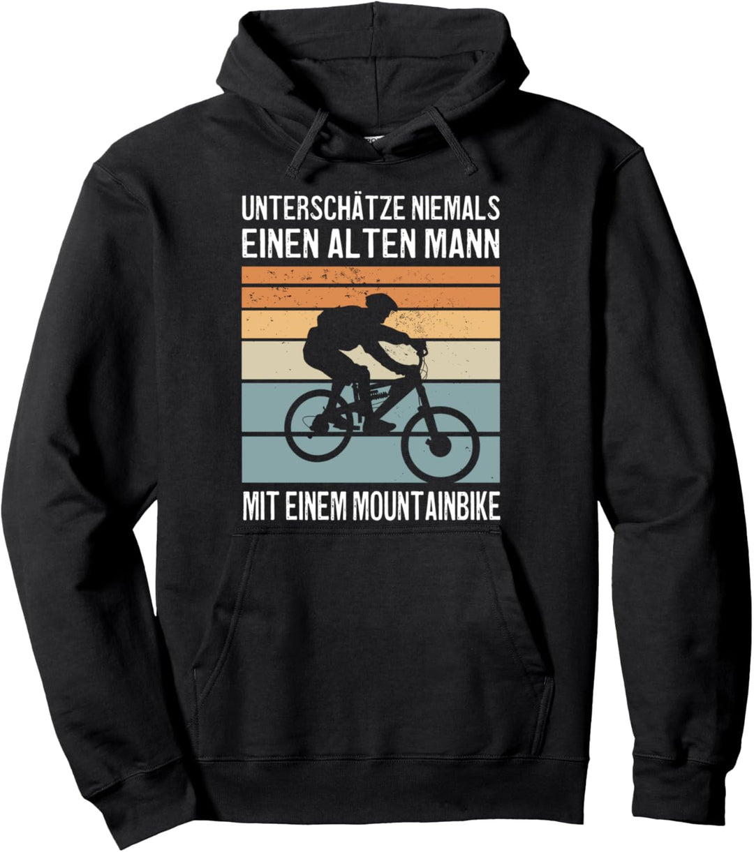 Unterschätze Niemals Einen Alten Mann Mit Einem Mountainbike Pullover Hoodie