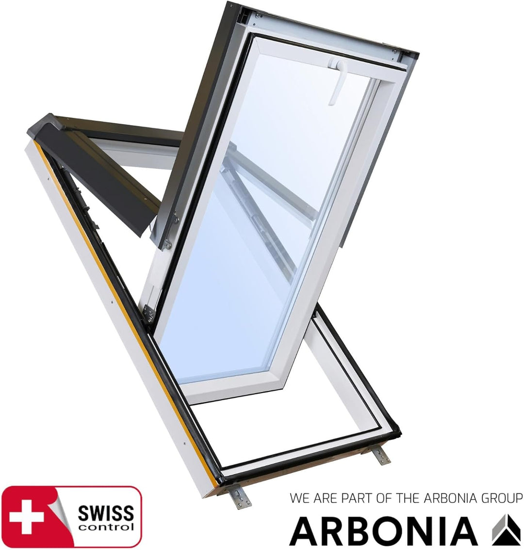 Dachfenster Set für Schweizer Arbonia Gruppe 114 x 140 cm SkyLight Kunststoff-Dachfenster mit Eindec