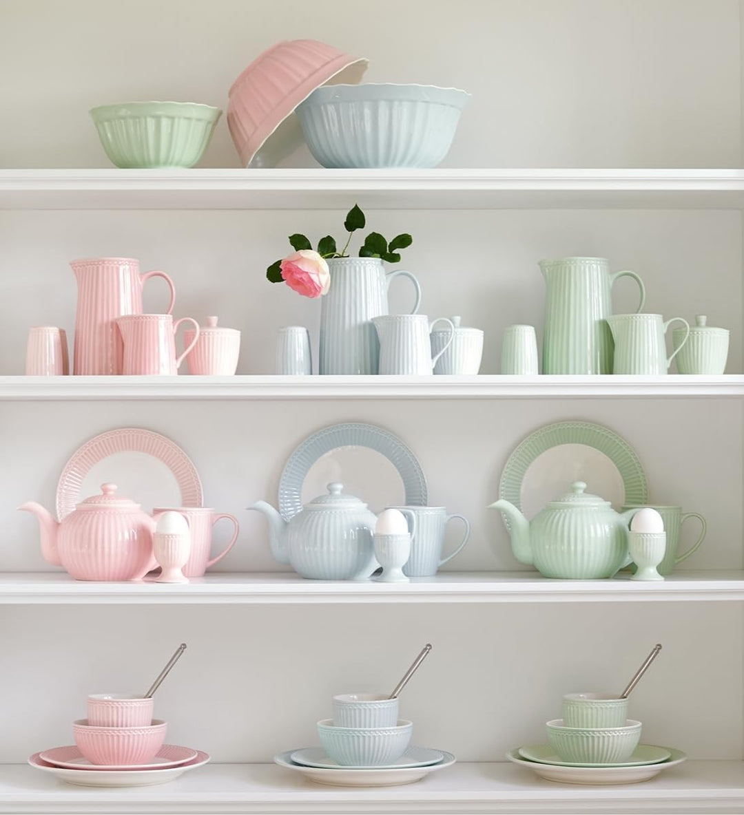 Bowl with lid Alice Pale Green Set of 3