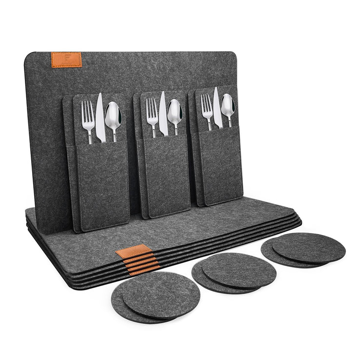 shinfly Tischsets Abwaschbar Platzsets aus Filz 18er Set, Abwischbar Tischsets, Hitzebeständig rutsc