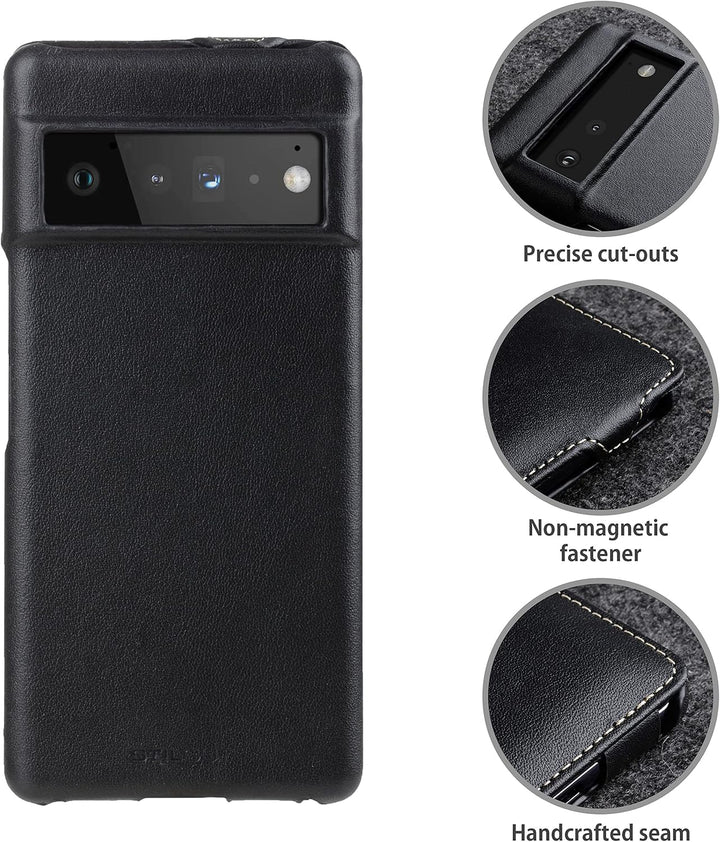STILGUT UltraSlim kompatibel mit Google Pixel 6 Pro Hülle - Pixel 6 Pro Flip Case aus Leder, Klapphü