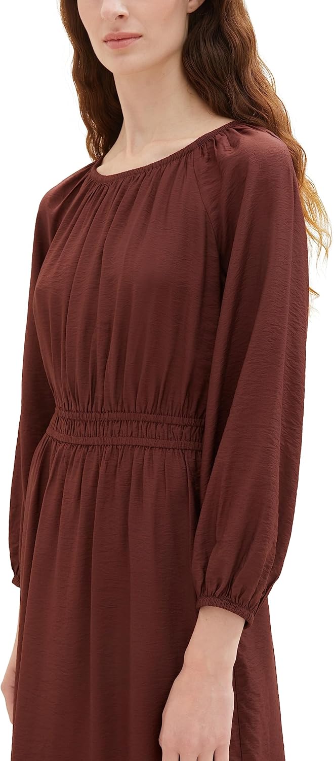 TOM TAILOR Damen Maxikleid mit Raffung, 30337 - Raisin