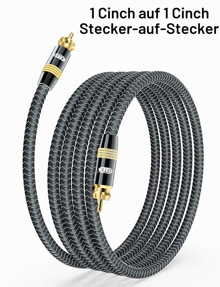 EMK Subwoofer Kabel 4m - Digital Koaxialkabel (RCA) mit Goldkontakten - für AV-Receiver, Verstärker,