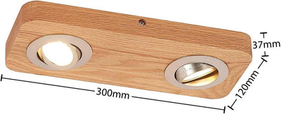 Lindby LED Deckenlampe 'Mikari' (Modern) aus Holz u.a. für Wohnzimmer & Esszimmer (2 flammig,) - Dec