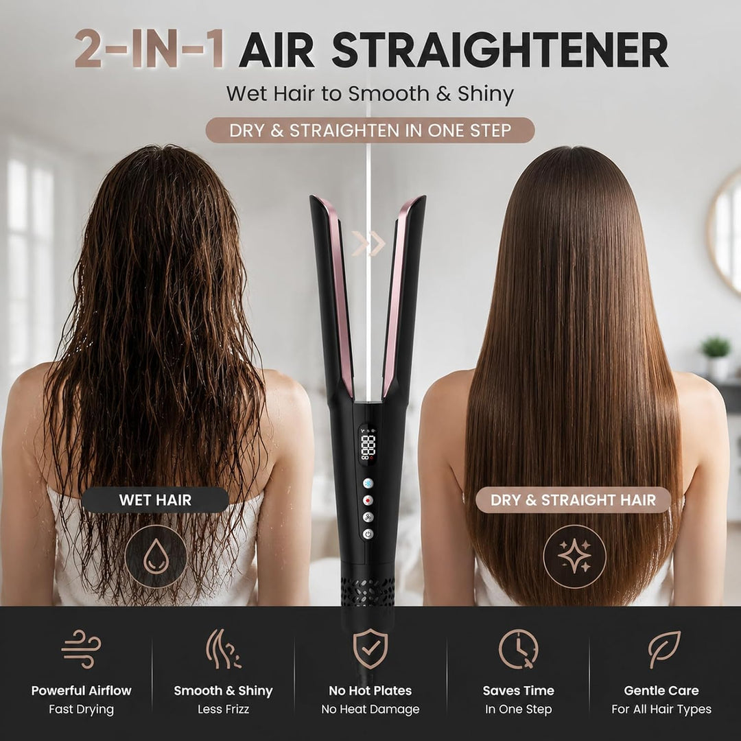 slopehill Air Haarglätter, Haarglätter &amp; Haartrockner 2-in-1 Schwarz, Schwarz